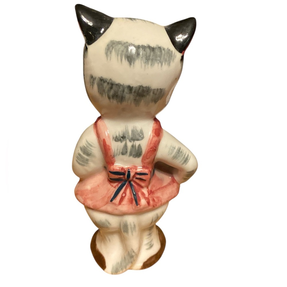 Vintage anthropomorphic cat figurine, likely from the mid-20th century. - Picture 3 of 6